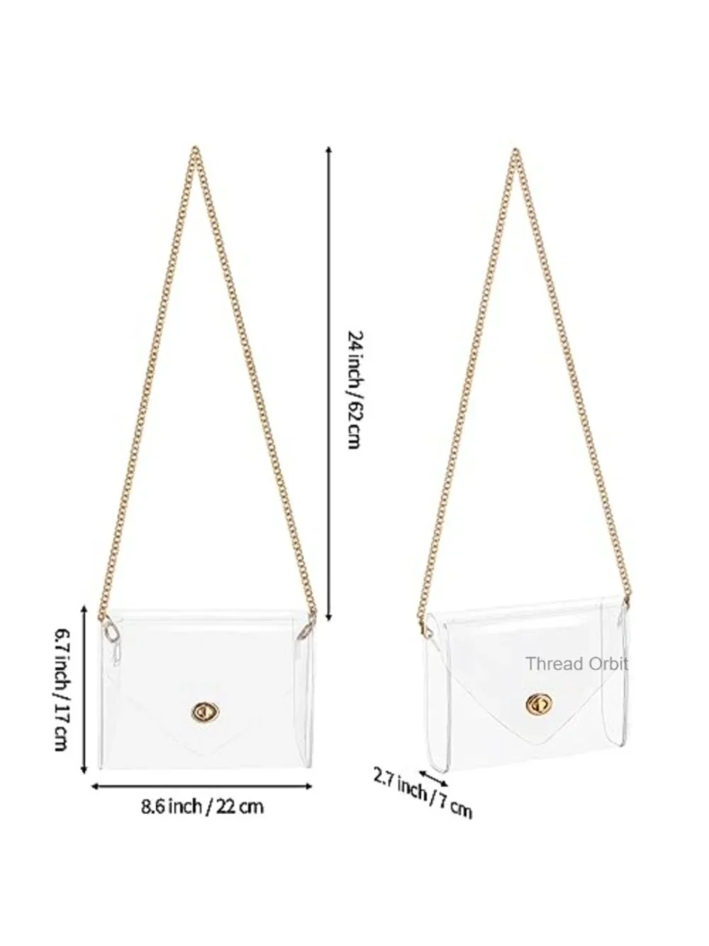 Clear PVC Crossbody Bag Stadium Approved Concert Tote Chain Strap